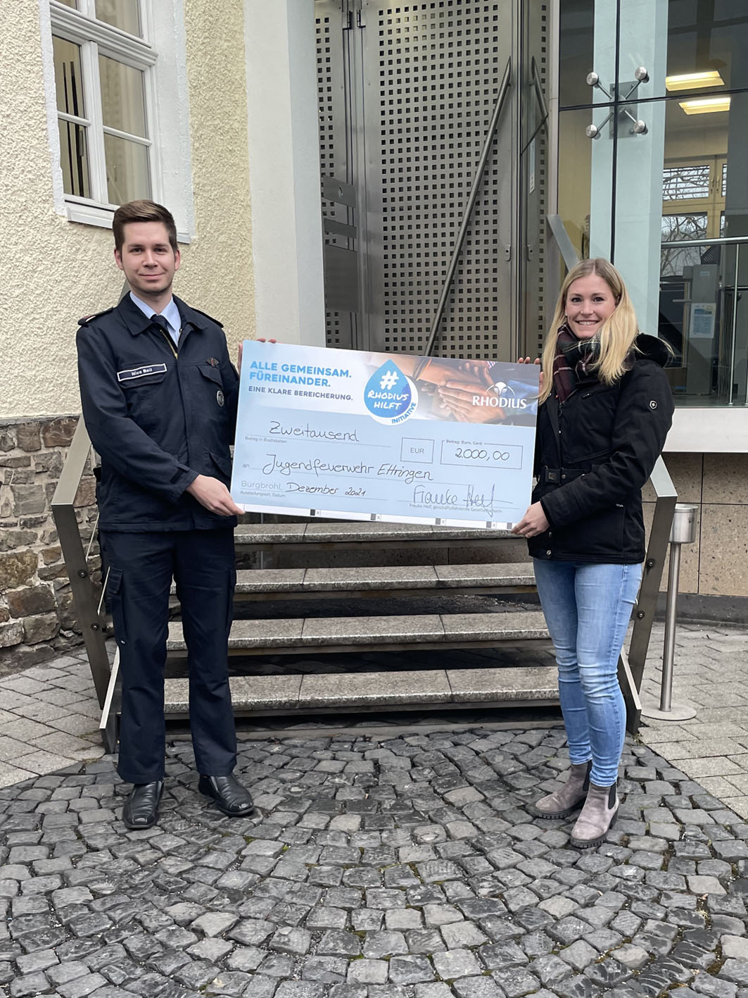 Platz 2 Spendencheck Übergabe Jugendfeuerwehr Ettringen